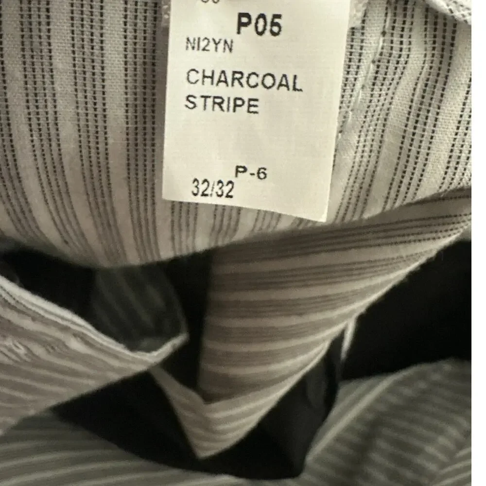 Banana Republic Tailored Slim Fit Wool Dress Pants Men 32x32 Charcoal Stripe
